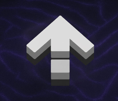 A 3D render of an arrow from a rhythm game pointing up, with sharp edges.