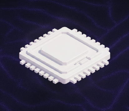 A 3D render of the Z80 processor in its wide-pin configuration.